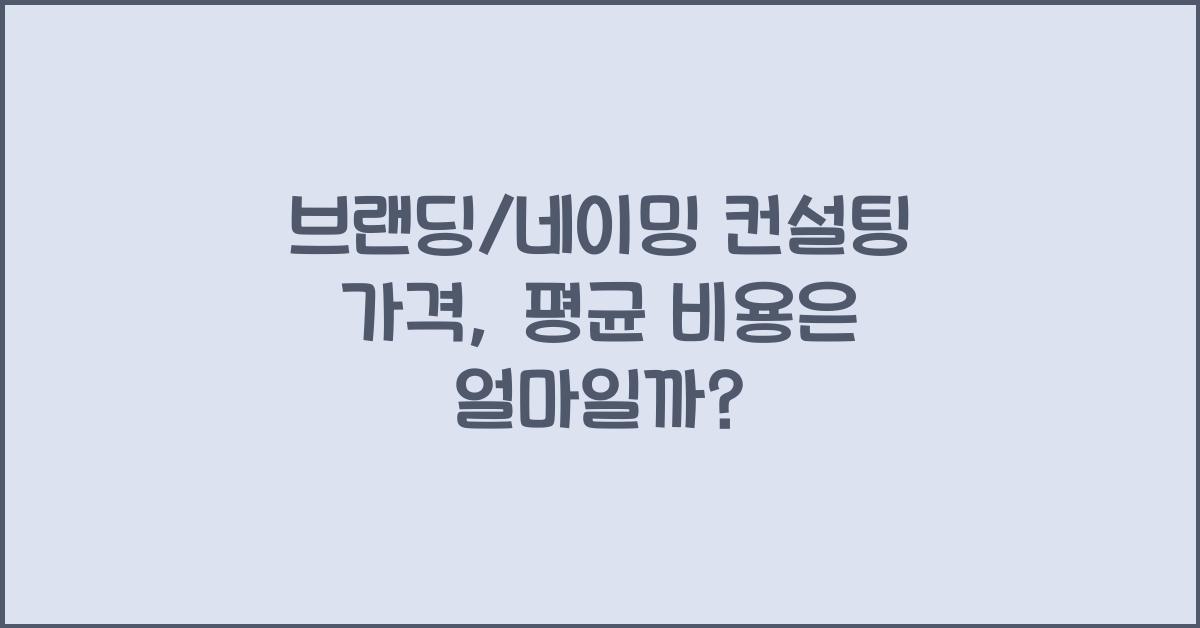 브랜딩/네이밍 컨설팅 가격 금액 업체 평균 비용