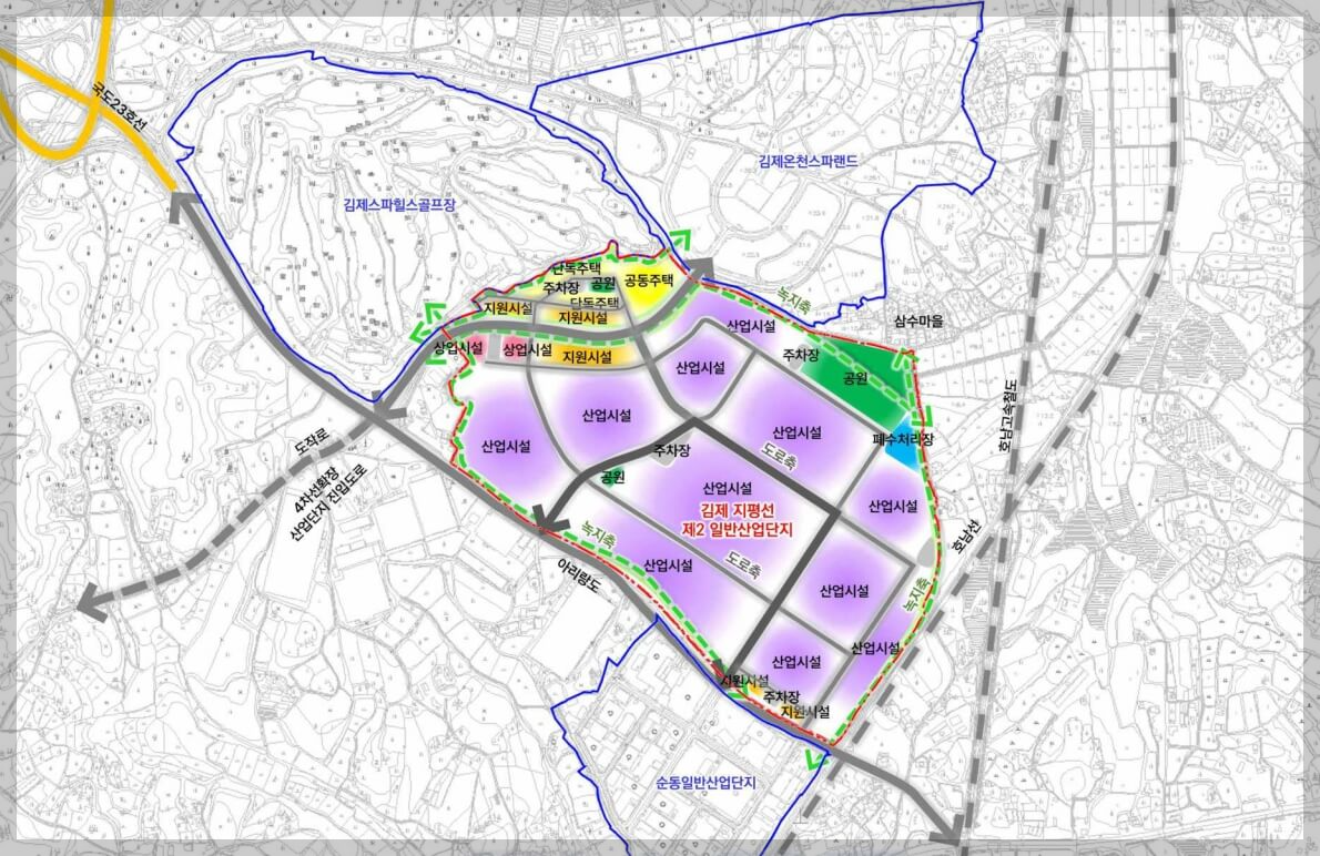 김제 지평선 제2일반산업단지 위치 및 업종배치계획