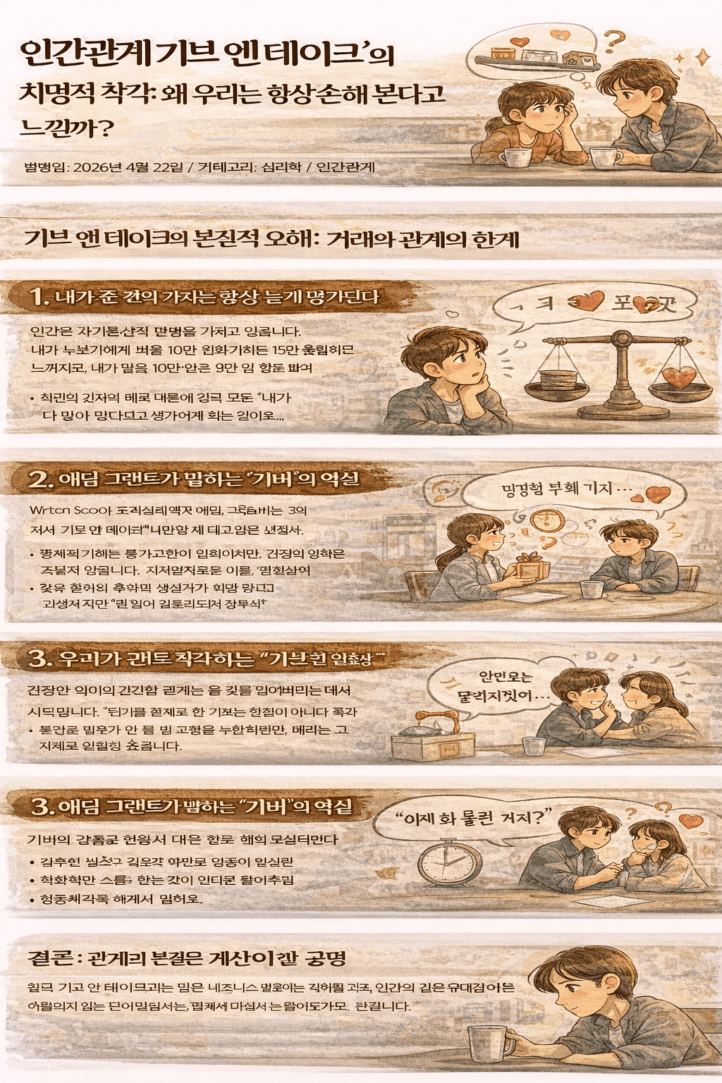 인간관계 기브 앤 테이크의 착각 왜 나는 항상 손해 본다고 느낄까