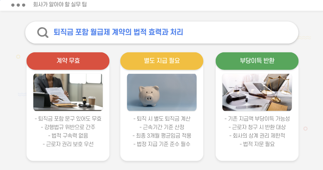 퇴직금 포함 월급제 회사가 알아야 할 실무 팁