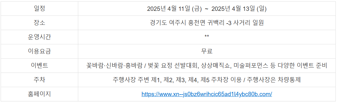 벚꽃 축제 일정