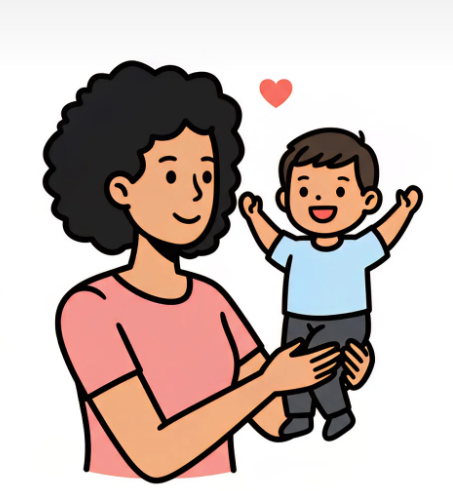 엄마가 아이 안고 있는 사진