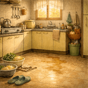 예전 집 부엌 바닥 재질과 생활 환경
