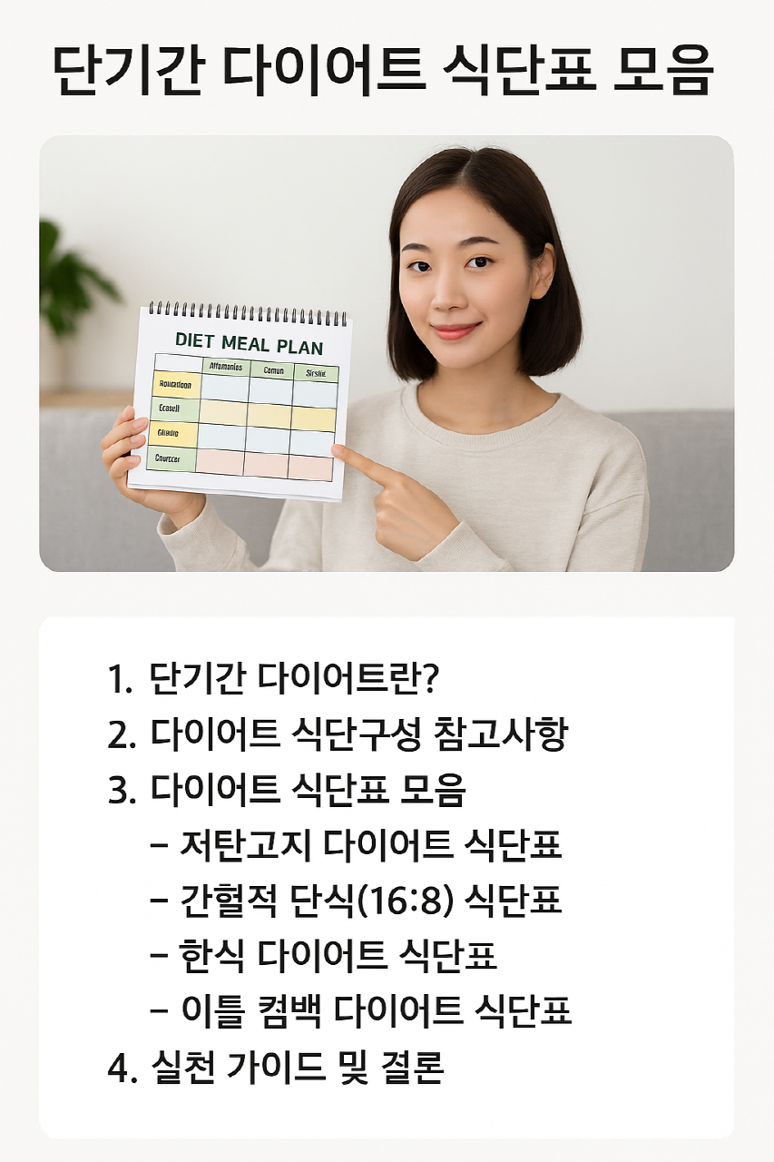 단기다이어트 식단표 1일차 2일차 3일차 식단표