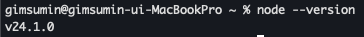 node버전 확인하는 화면