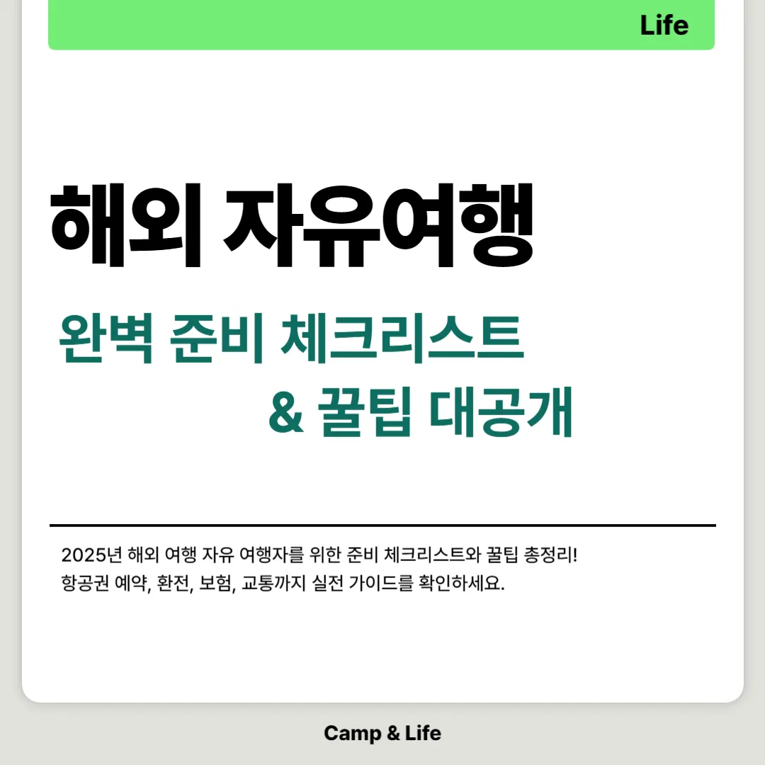 2025년 해외 자유여행 완벽 준비 체크리스트