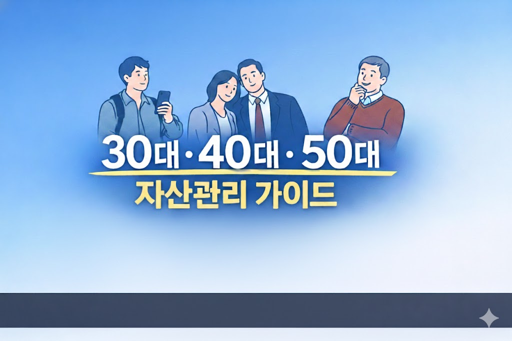 2026년 연령대별 자산관리 전략 가이드: 30대 종잣돈 마련, 40대 지출 리모델링, 50대 은퇴 설계 핵심 요약 일러스트