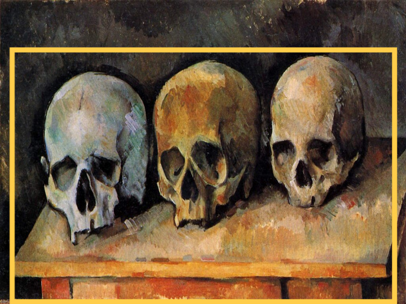 폴 세잔 『세 개의 해골 (Three Skulls)』-하단 부분 강조 그림