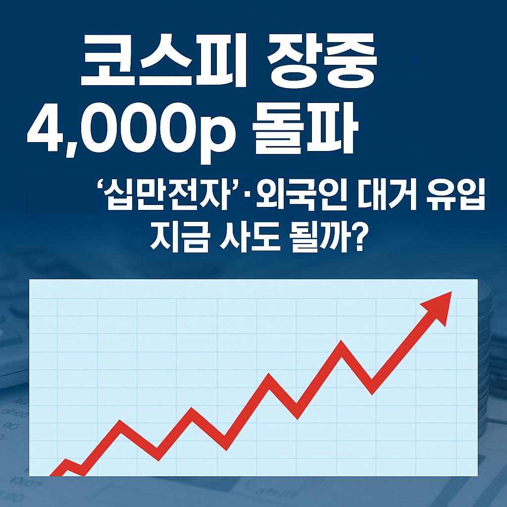 📈 “코스피 장중 4,000p 돌파 임박 — ‘십만전자’ 눈앞·외국인 대거 유입, 지금 사도 될까?”