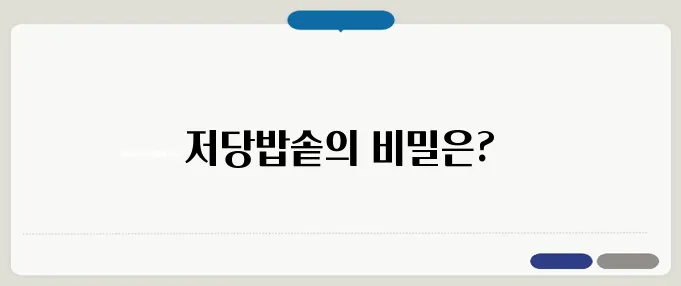 저당밥솥의 원리와 추천 제품: 건강한 식단 관리의 시작