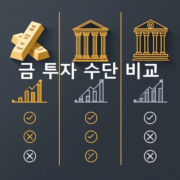 실물 금, 금 ETF, 금 통장 비교 인포그래픽