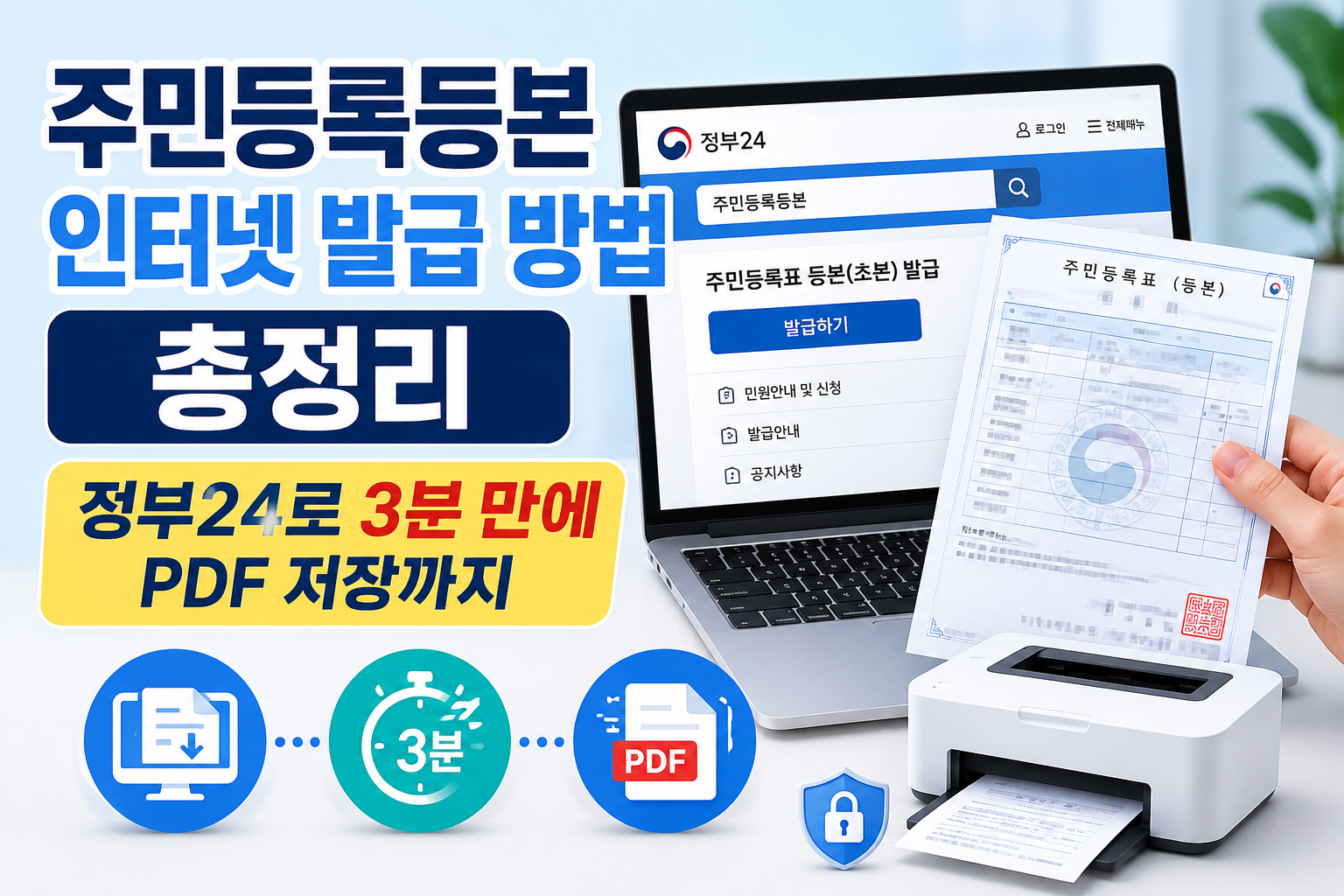 주민등록등본 인터넷 발급 방법 총정리｜정부24로 3분 만에 PDF 저장까지 관련 사진