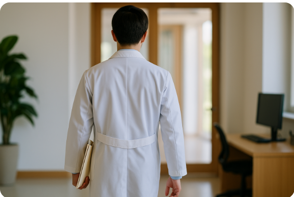 의료인이 병원을 나서는 모습