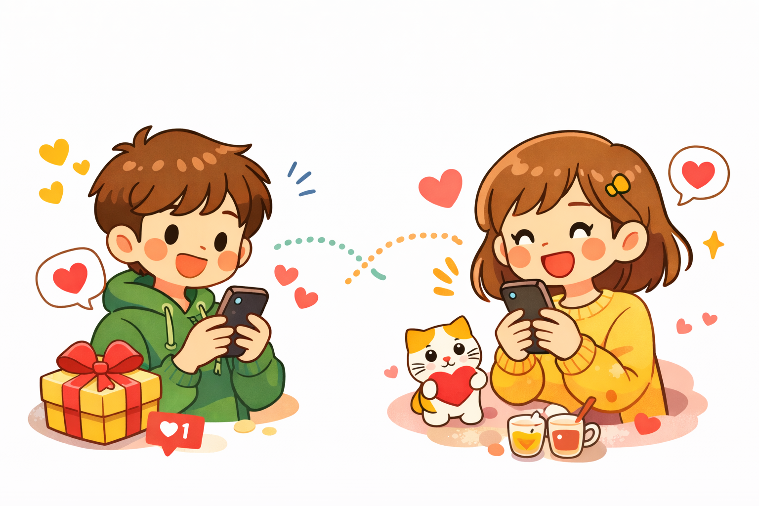 메시지 주고받는 이미지