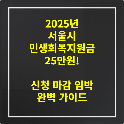 2025년 서울시 민생회복지원금 25만원! 신청 마감 임박 완벽 가이드