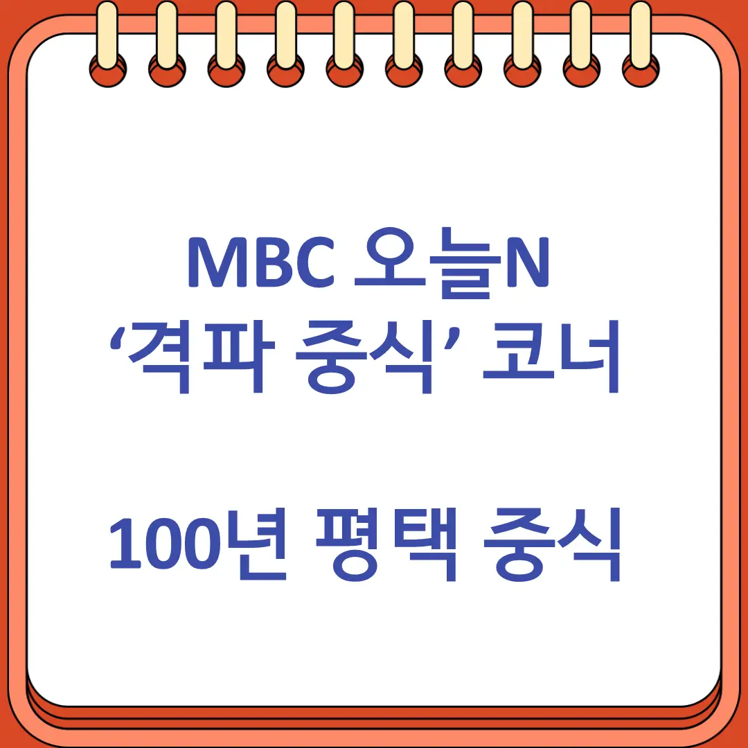 MBC 오늘N 격파 중식 100년 평택 대표