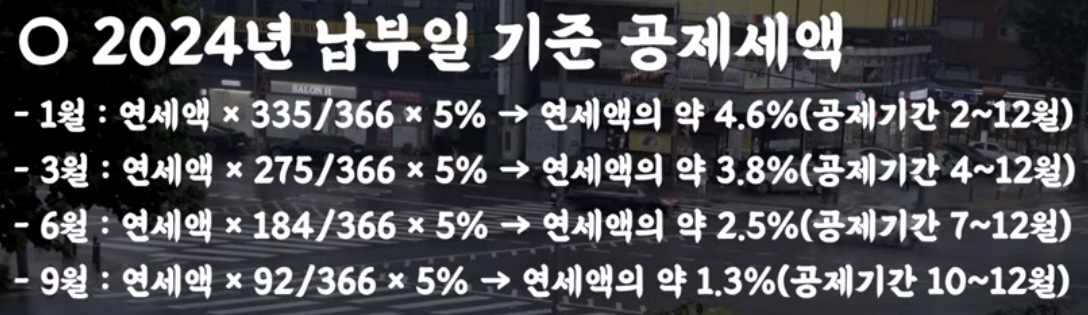 2024년 납부일 기준 공제세액