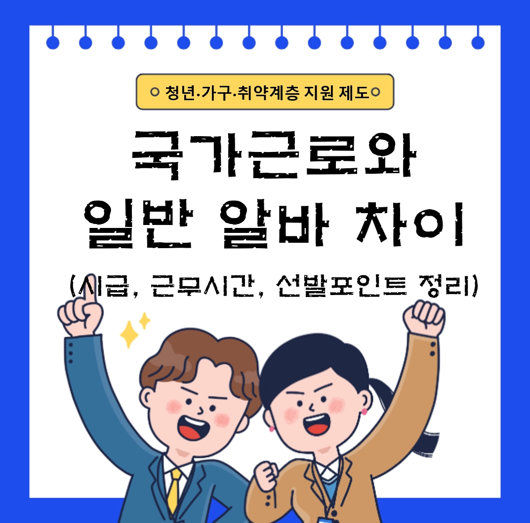 2026 기준 국가근로와 일반 알바 차이 ❘ 시급, 근무시간, 선발 포인트
