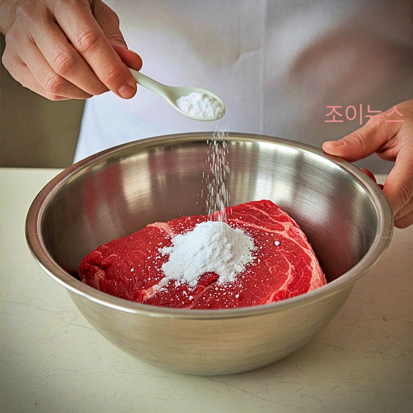 식용 베이킹 소다, 고기 연화 작용