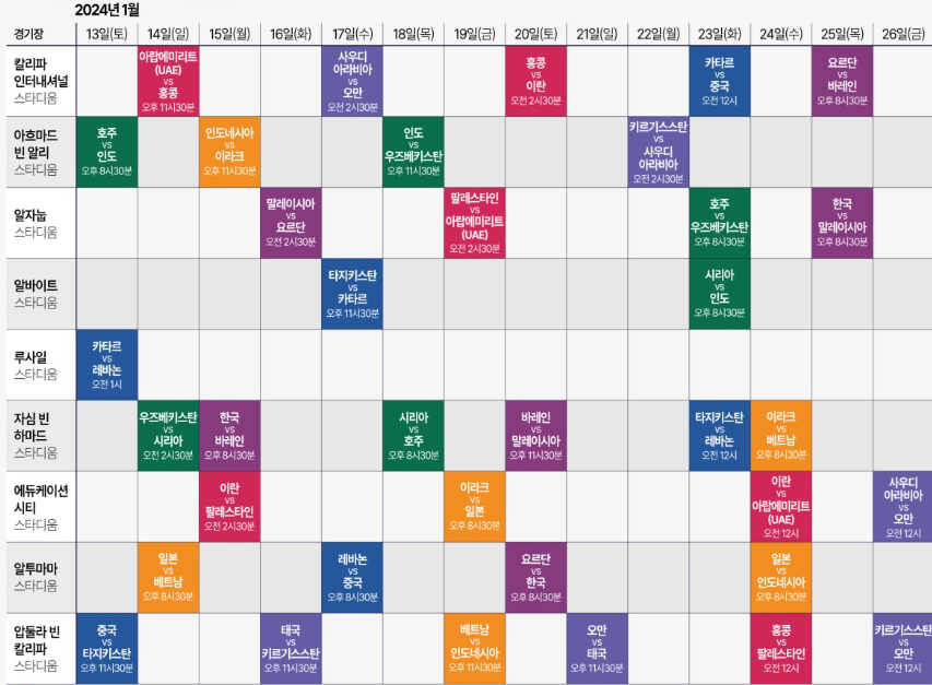 아시안컵-경기일정-하이라이트