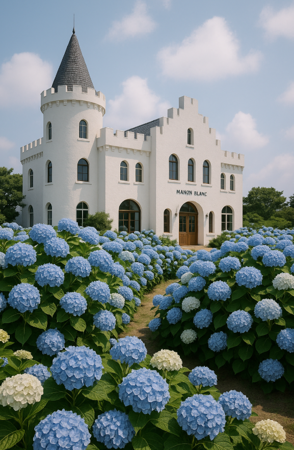 마노르블랑 수국축제 커피숍앞 수국모습