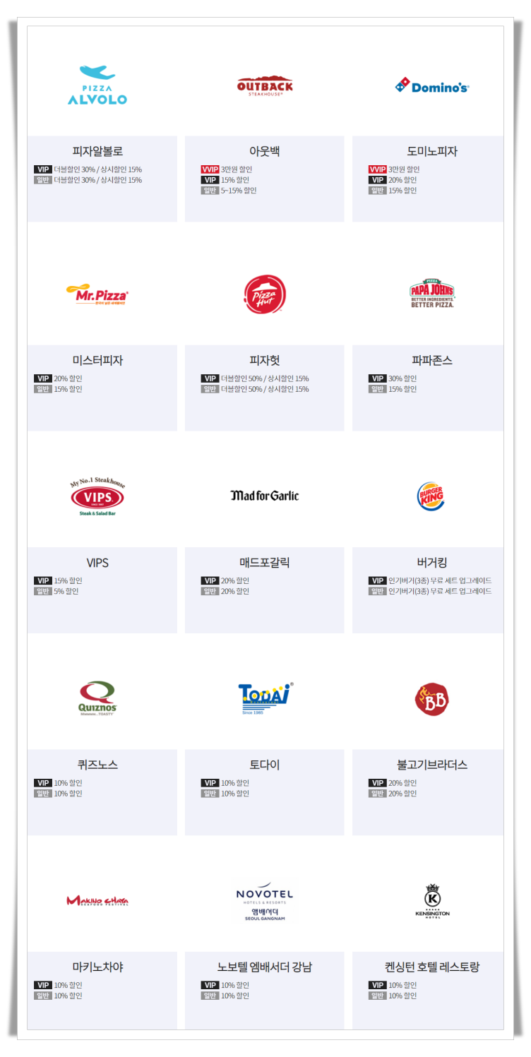 외식 할인 제휴사