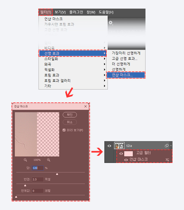 언샵 마스크 적용 방법