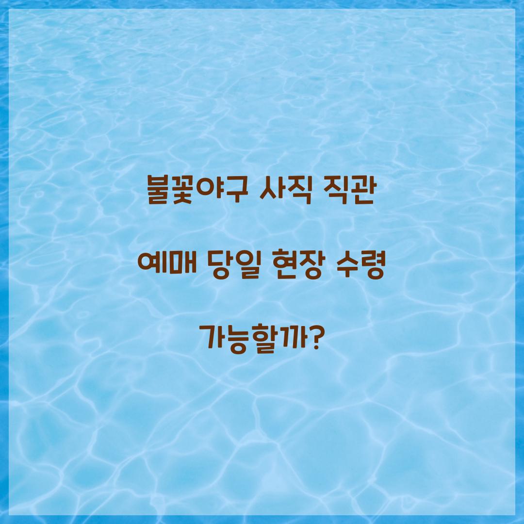 불꽃야구 사직 직관 예매 당일 현장 수령 가능할까?