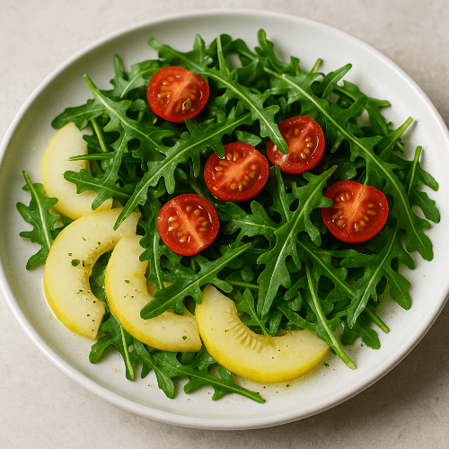 루꼴라와 방울토마토가 곁들여진 참외샐러드