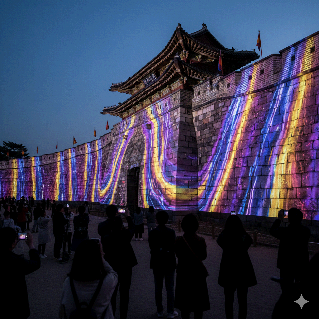 2025 문화예술교육 축제 경기도 특별 프로그램인 수원화성 미디어아트 야간 쇼