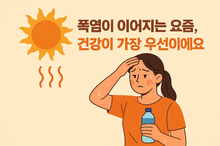 건강이 가장 우선이에요 여자 태양 폭염 일러스트