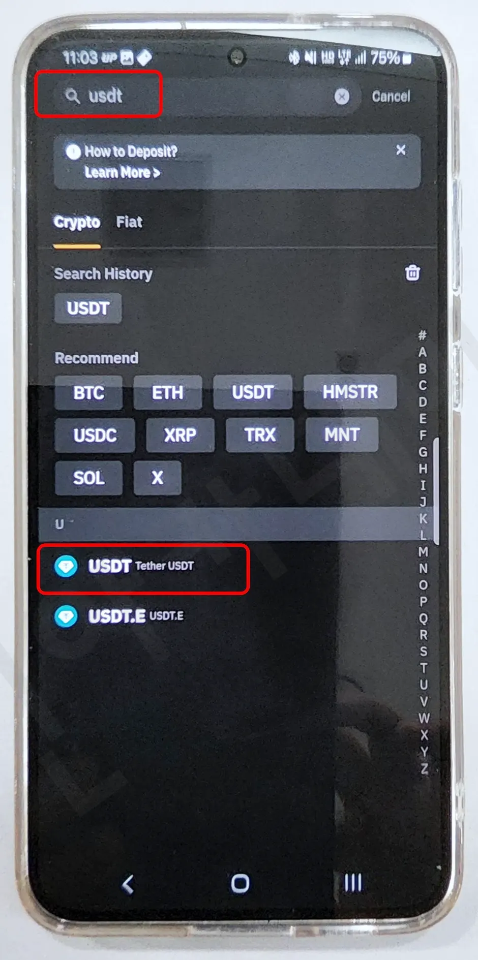 바이비트 USDT 선택