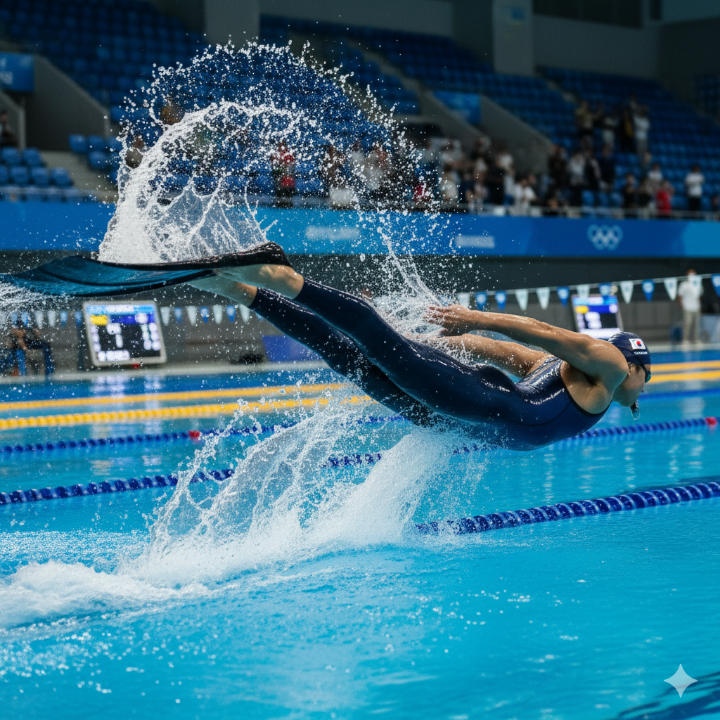 핀수영 선수가 힘차게 물살을 가르는 모습