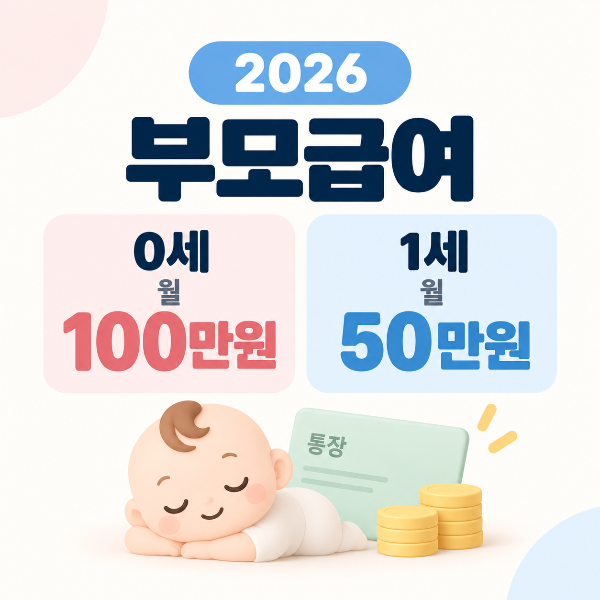 2026 부모급여 0세 월 100만원 1세 월 50만원 지원