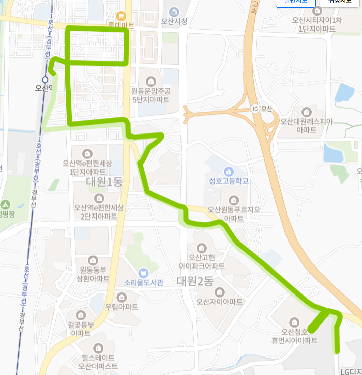 오산-평택-88번-버스-노선-지도