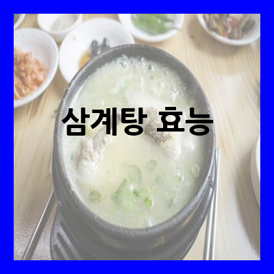 삼계탕 효능