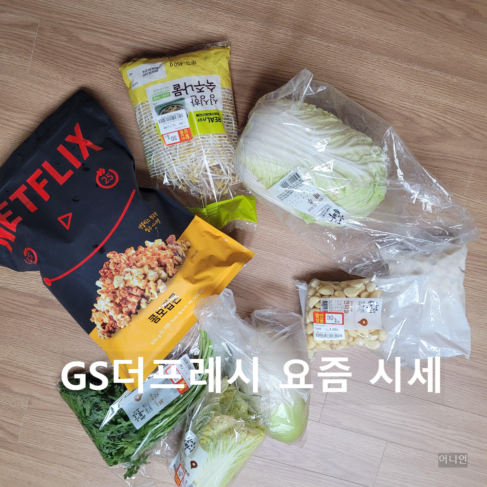 GS더프레시 숙주나물 통배추 동서보리차 쑥갓 알배기쌈배추 깐마늘 넷플릭스 콤보팝콘 가격