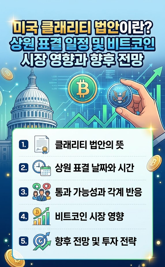 미국 클래리티 법안 상원 표결 날짜, 시간, 통과 가능성, 반응, 비트코인 및 암호화폐 시시 영향, 향후 전망