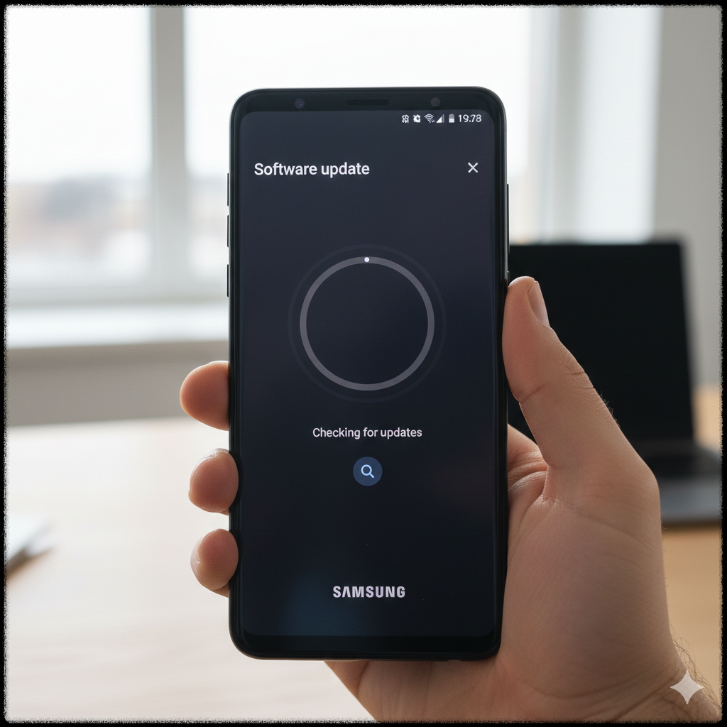 갤럭시 스마트폰에서 One UI 소프트웨어 업데이트를 확인하는 모습