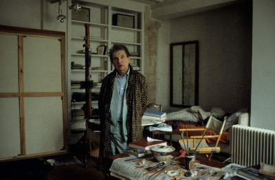 Francis Bacon in his studio in Paris 1979