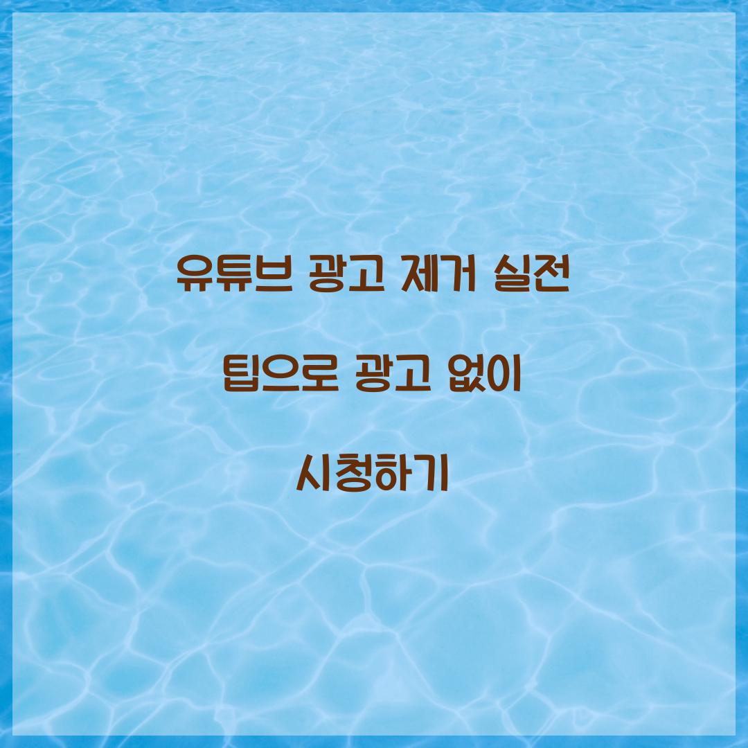 유튜브 광고 제거