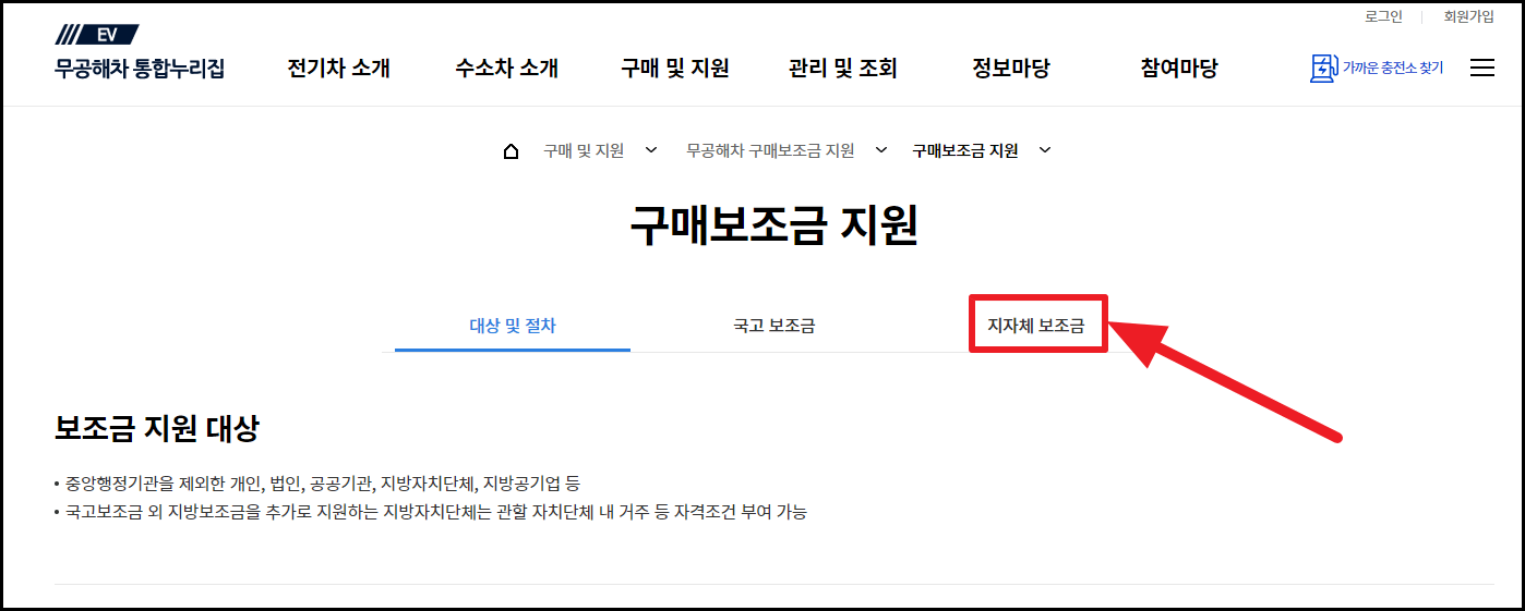 지자체별 전기차 보조금 확인 방법