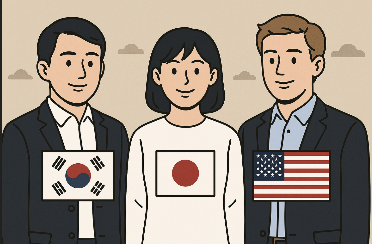 한국 일본 미국 사람 사진