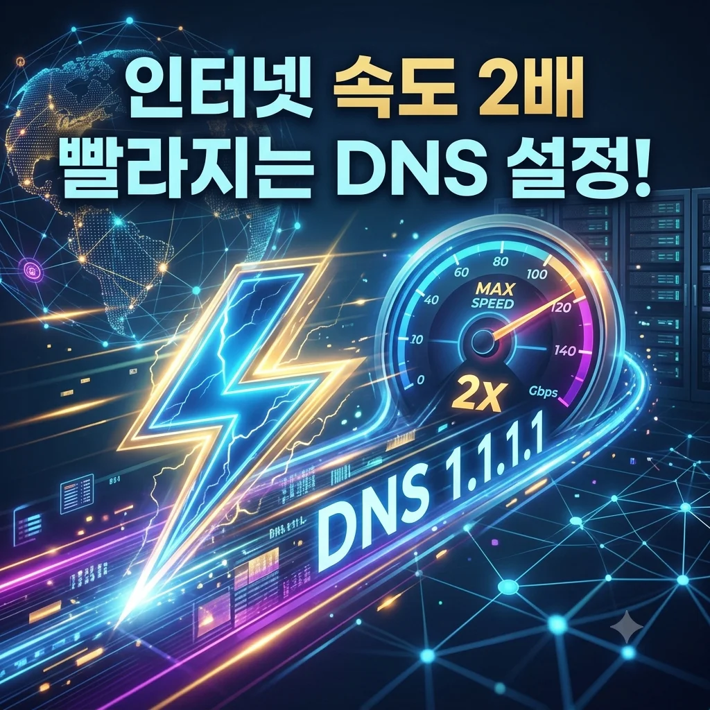 인터넷 속도 2배 빨라지는 DNS 설정 변경 핑 렉 웹서핑 버퍼링 1분 해결 대표 썸네일