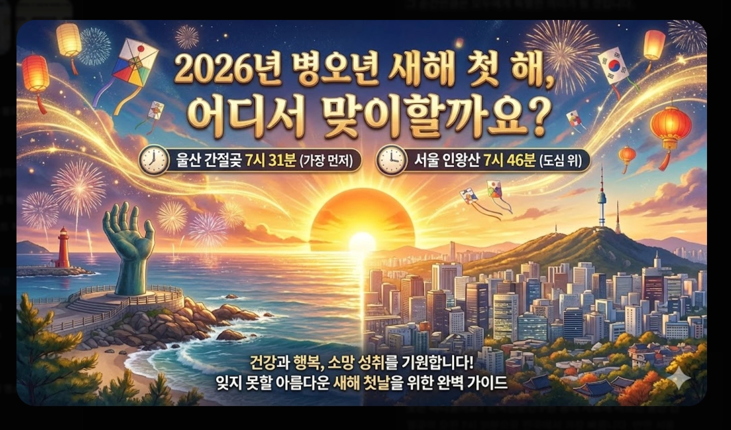 2026년 지역별 해돋이 시간 완벽 정리