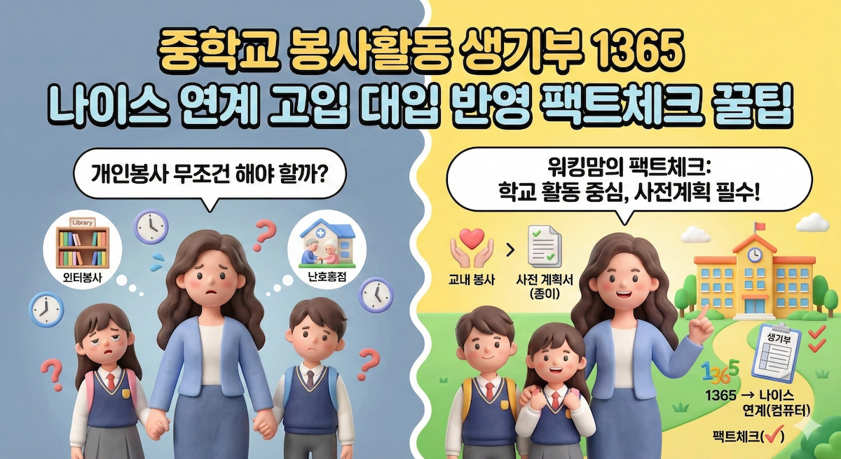 중학교 봉사활동 생기부 1365 : 나이스 연계 고입 대입 반영 팩트체크 꿀팁