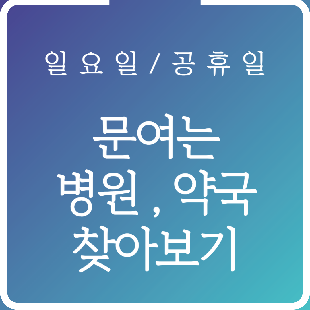 일요일 공휴일 명절 문여는 약국 병원 찾기