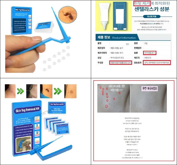 허가(인증) 받지 않은 의료기기 제품판매 및 의약외품 효능효과 거짓 과장 광고 적발 사례