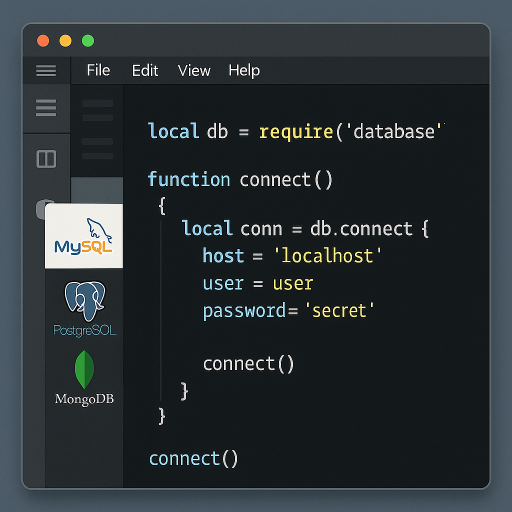 루아 데이터베이스 연동 개발 환경 및 지원 데이터베이스 목록