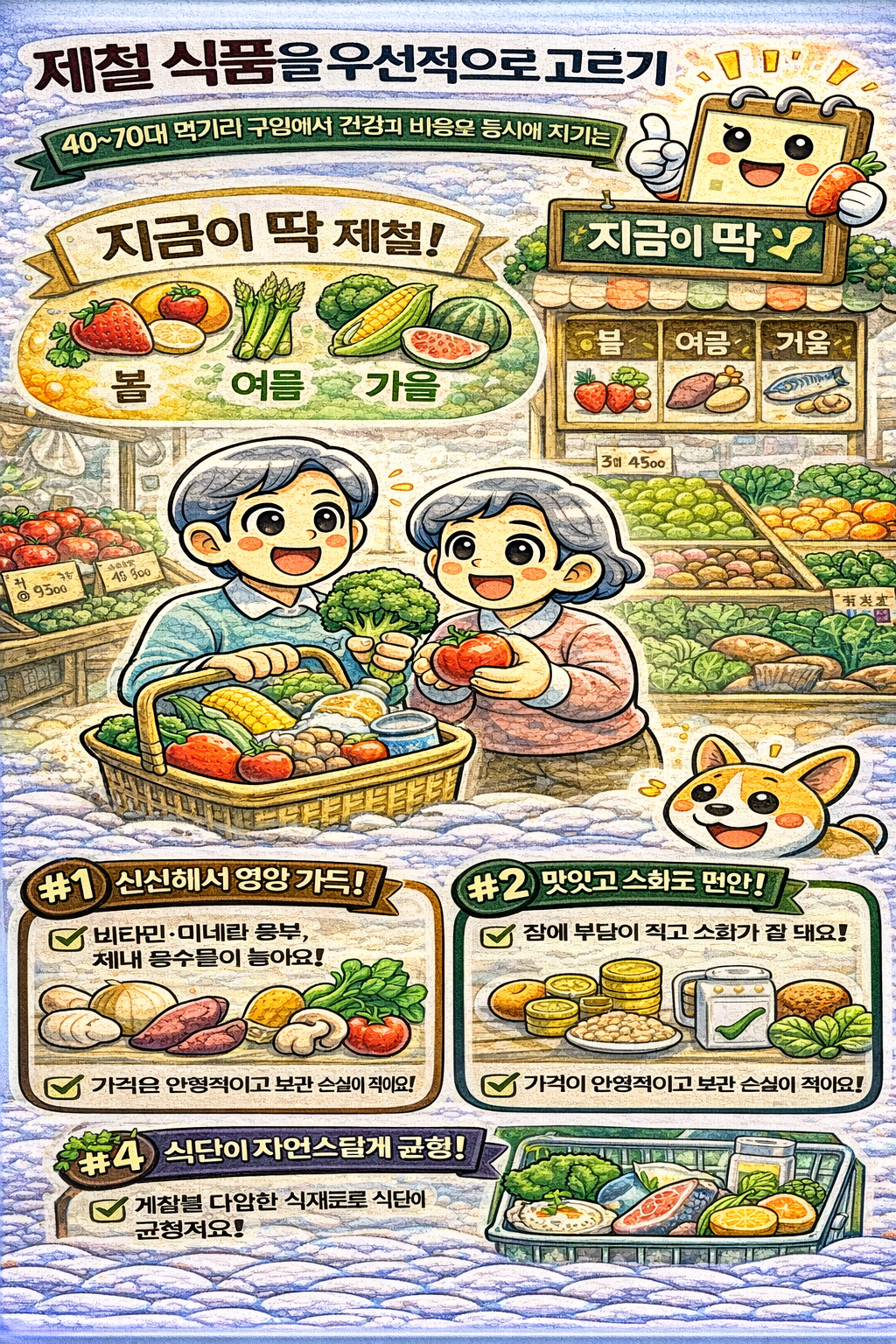제철 식품을 우선적으로 고르기